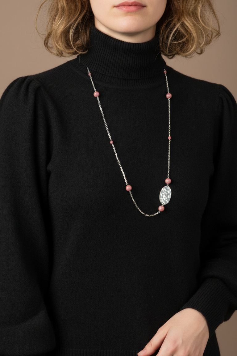 COLLANA RODONITE LUNGA